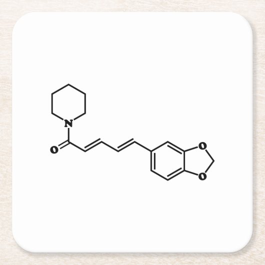 ブラックペッパー・ピペリン分子化学式 スクエアペーパーコースター (正面)