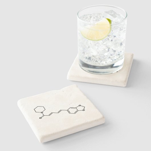 ブラックペッパー・ピペリン分子化学式 ストーンコースター (横)