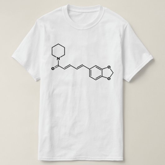 ブラックペッパー・ピペリン分子化学式 Tシャツ (デザイン正面)