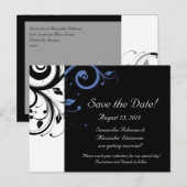 ブラックペリウィンクルコーンフラワーブルー結婚フローラ 案内ポストカード (正面/裏面)