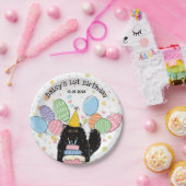 ブラックペルシャ猫バースデーパーティー紙プレート ペーパープレート (パーティー)