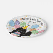 ブラックペルシャ猫バースデーパーティー紙プレート ペーパープレート (アングル)