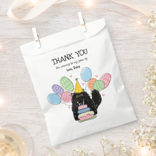 ブラックペルシャ猫誕生日サンキューオファービットバッグ フェイバーバッグ (クリップ留めされた状態)