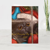 ブラックペルシャ産の猫のホリデーカード シーズンカード (裏面)