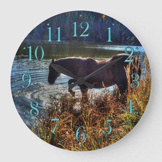 ブラックペルチェロン遊スタリオンズアットレイクズエッジ ラージ壁時計 (正面)