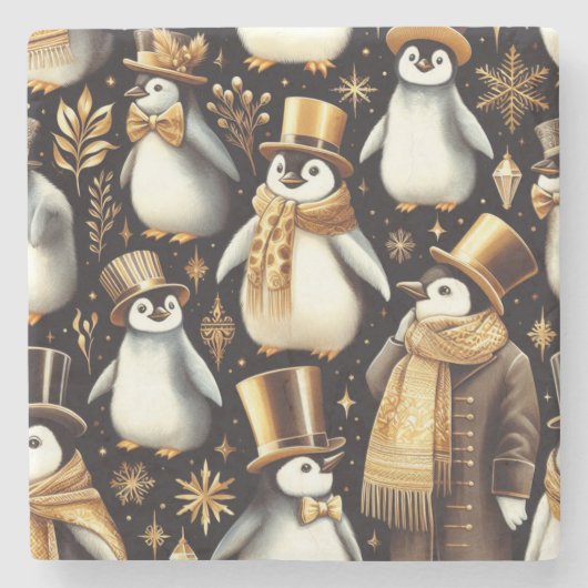 ブラックペンギン ストーンコースター (正面)