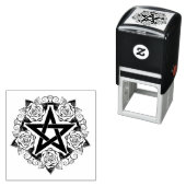 ブラックペンタグラムバラ花 セルフインキングスタンプ (インサイチュ)