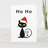 ブラックホおもしろいーサンタクロースのクリスマスキャット シーズンカード (正面)