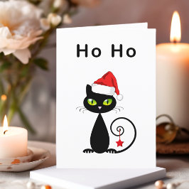 ブラックホおもしろいーサンタクロースのクリスマスキャット シーズンカード