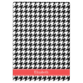 ブラックホットコー千鳥格子のラルレッドネームモノグラム クリップボード (裏面)