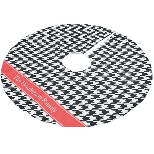 ブラックホットコー千鳥格子のラルレッドネームモノグラム ブラッシュドポリエステルツリースカート (アングル)