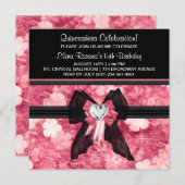 ブラックホットピンクの花キンセアニェラ招待状 招待状 (正面/裏面)