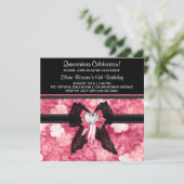 ブラックホットピンクの花キンセアニェラ招待状 招待状 (スタンド正面)