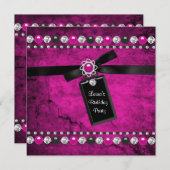 ブラックホットピンクガールズバースデーパーティー 招待状 (正面/裏面)