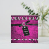 ブラックホットピンクガールズバースデーパーティー 招待状 (スタンド正面)