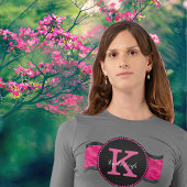 ブラックホットピンクグレー波グラムモノグラムガーリー名 Tシャツ