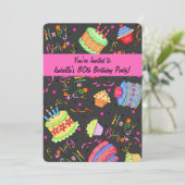 ブラックホットピンクケーキ70誕生日招待状 招待状 (スタンド正面)