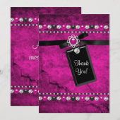 ブラックホットピンクサンキューカード サンキューカード (正面/裏面)