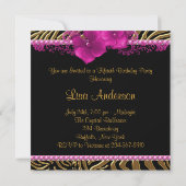 ブラックホットピンクゼブラ女性50thバースデーパーティー 招待状 (裏面)