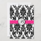 ブラックホットピンクダマスクウェディング招待状 招待状 (裏面)