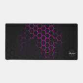 ブラックホットピンクハニカム形状パターンモノグラム デスクマット (正面)