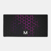 ブラックホットピンクハニカム形状パターンモノグラム デスクマット (正面)