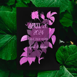 ブラックホットピンクバラ植物保存日付カード セーブザデート