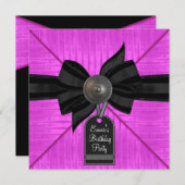 ブラックホットピンクバースデーパーティー 招待状 (正面/裏面)