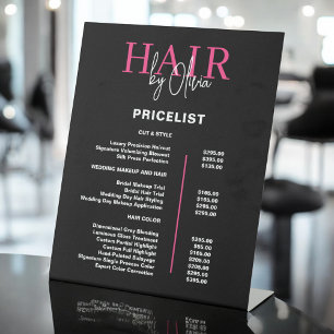 ブラックホットピンクヘアの価格表 台座サイン