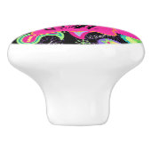 ブラックホットピンクモノグラムパーソナライズされたモダンペイズリー セラミックノブ (側面)