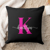 ブラックホットピンクモノグラム クッション (ブランケット)
