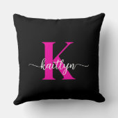 ブラックホットピンクモノグラム クッション (裏面)