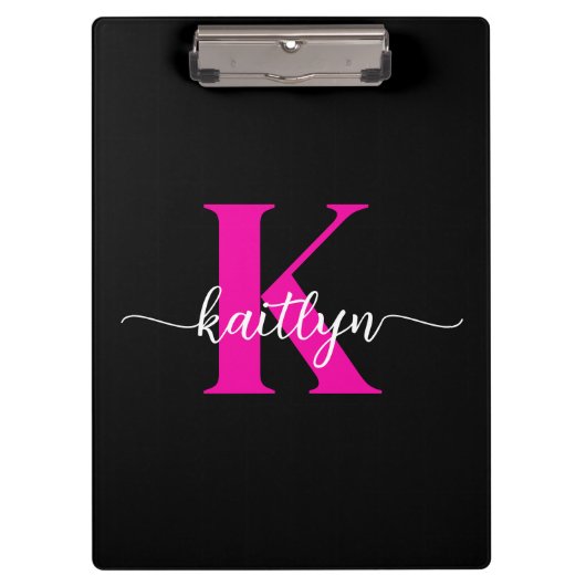 ブラックホットピンクモノグラム クリップボード (正面)