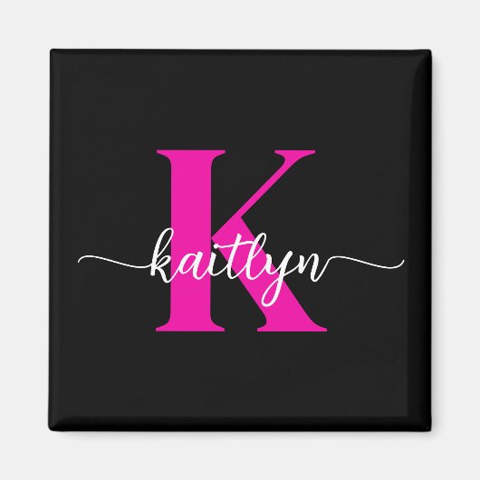 ブラックホットピンクモノグラム マグネット (正面)