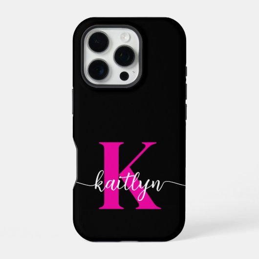 ブラックホットピンクモノグラム iPhoneケース (裏面)