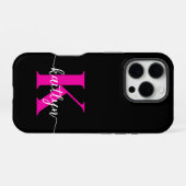 ブラックホットピンクモノグラム iPhoneケース (裏面横)