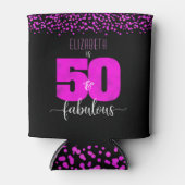 ブラックホットピンク紙吹雪ドット50素晴らしい誕生日 缶クーラー (正面)
