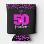 ブラックホットピンク紙吹雪ドット50素晴らしい誕生日 缶クーラー (裏面)