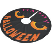 ブラックホラー顔ハッピーハローウィン ブラッシュドポリエステルツリースカート (アングル)