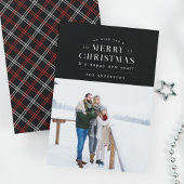 ブラックホリディプレイドフォトクリスマスカード シーズンカード