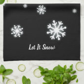 ブラックホリデーに雪の雪を積む キッチンタオル (折り畳み)