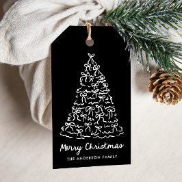 ブラックホリデーの遊び心あるクリスマスツリーリボン ギフトタグ