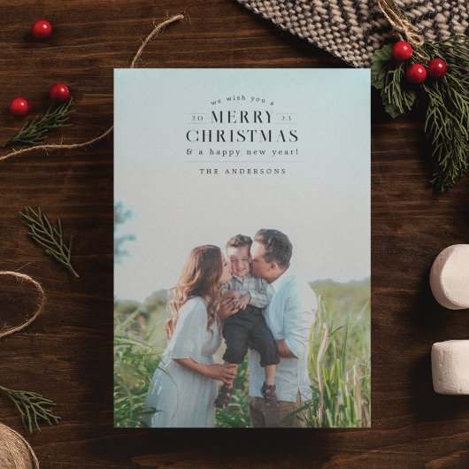 ブラックホリデープレイド写真クリスマスカード シーズンカード