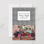 ブラックホリデー千鳥格子のフォトカード 招待状 (正面)