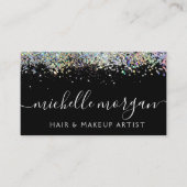 ブラックホログラフィックグリッターヘア&メイクアップ コーリングカード (正面)