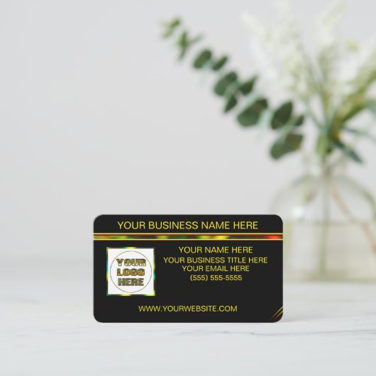 ブラックホログラフィパーソナライズされたック名刺 名刺 (スタンド正面)