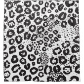 ブラックホワイトのアニマルプリントスノーレパードチーター シャワーカーテン (正面)