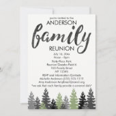 ブラックホワイトのカントリープレイド 家族の再会 招待状 (正面)