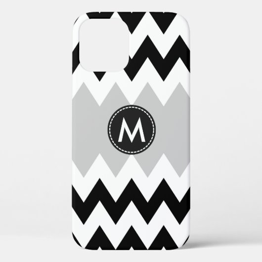 ブラックホワイトのシェブロンストライプパターン Case-Mate iPhoneケース (裏面)