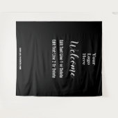 ブラックホワイトのビジネス ロゴ テキスト テンプレートへようこそ タペストリー (正面(横))